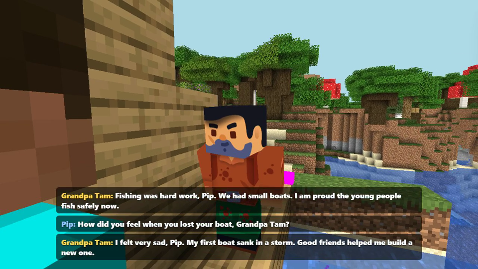 Close-up of Grandpa Tam telling the storm story